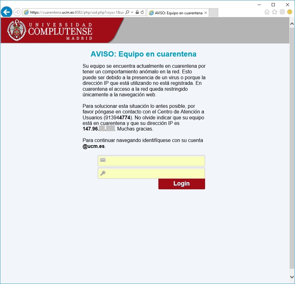 Portal Cautivo de Cuarentena